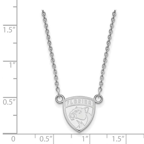 Image of 18" 10K White Gold NHL Florida Panthers Small Pendant w/ Necklace by LogoArt