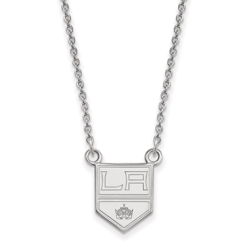 18" 10K White Gold NHL Los Angeles Kings Small Pendant w/ Necklace by LogoArt