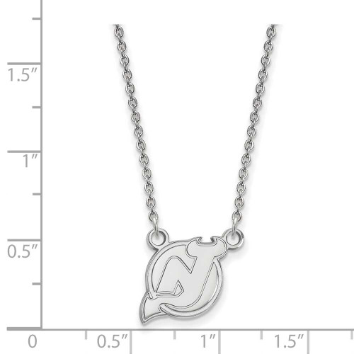 Image of 18" 10K White Gold NHL New Jersey Devils Small Pendant w/ Necklace by LogoArt