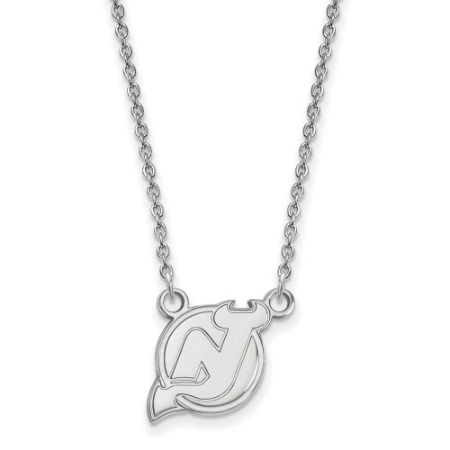 Image of 18" 10K White Gold NHL New Jersey Devils Small Pendant w/ Necklace by LogoArt