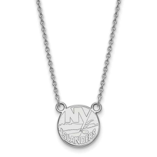 Image of 18" 10K White Gold NHL New York Islanders Small Pendant w/ Necklace by LogoArt