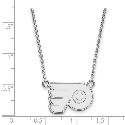 Image of 18" 10K White Gold NHL Philadelphia Flyers Small Pendant w/ Necklace by LogoArt