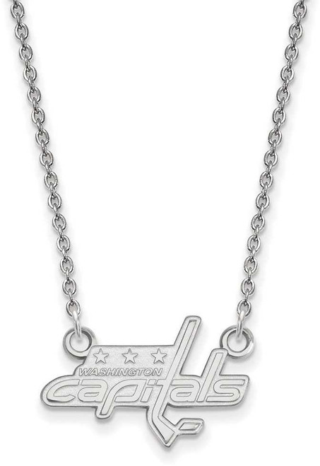 Image of 18" 10K White Gold NHL Washington Capitals Small Pendant w/ Necklace by LogoArt