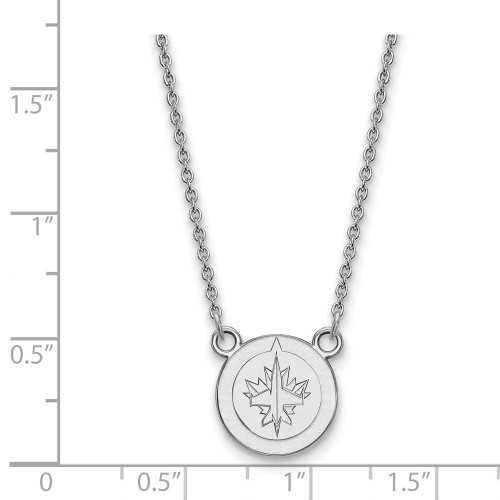 Image of 18" 10K White Gold NHL Winnipeg Jets Small Pendant w/ Necklace by LogoArt