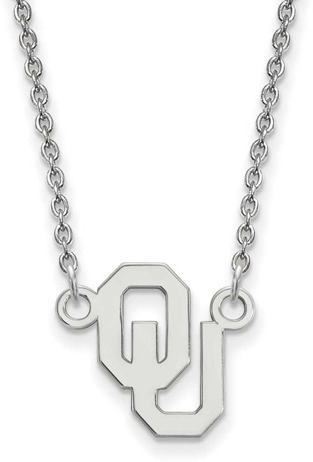 Image of 18" 10K White Gold Oklahoma Small Pendant w/ Necklace by LogoArt