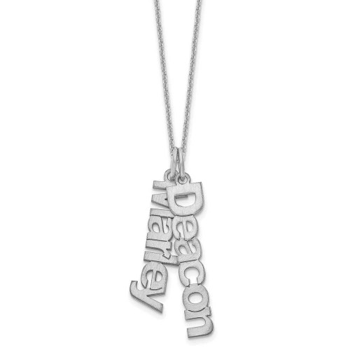 Image of 18" 10K White Gold Personalized Brushed 2 Name Charm Necklace