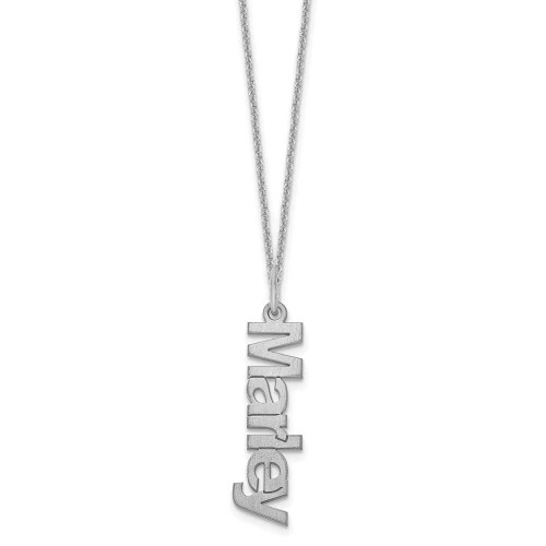Image of 18" 10K White Gold Personalized Brushed Name Charm Necklace