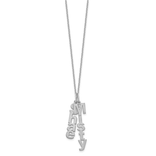 Image of 18" 10K White Gold Personalized Brushed Vertical 2 Name Charm Necklace
