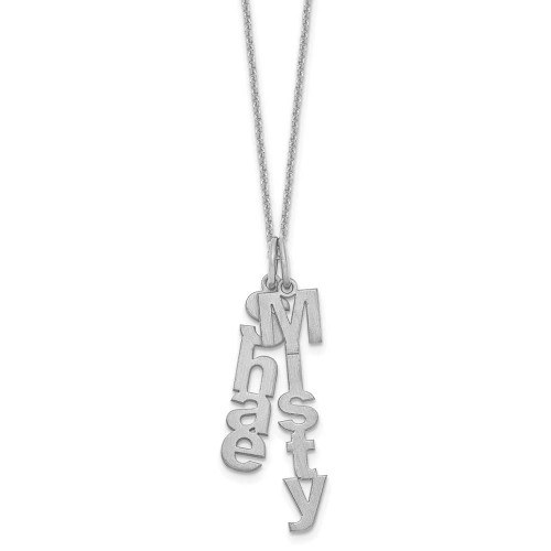 Image of 18" 10K White Gold Personalized Brushed Vertical 2 Name Charm Necklace