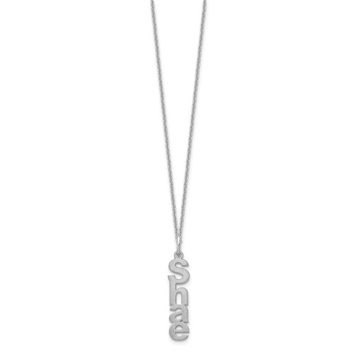 Image of 18" 10K White Gold Personalized Brushed Vertical Name Charm Necklace
