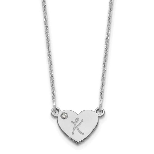 Image of 18" 10K White Gold Personalized Initial Heart with Diamond Necklace