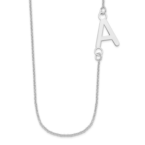 Image of 18" 10K White Gold Personalized Small Offset Initial Necklace