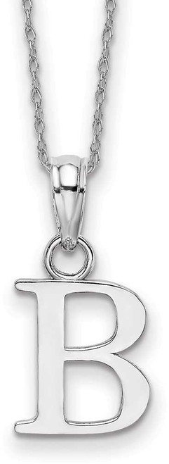Image of 18" 10K White Gold Polished B Block Initial Necklace