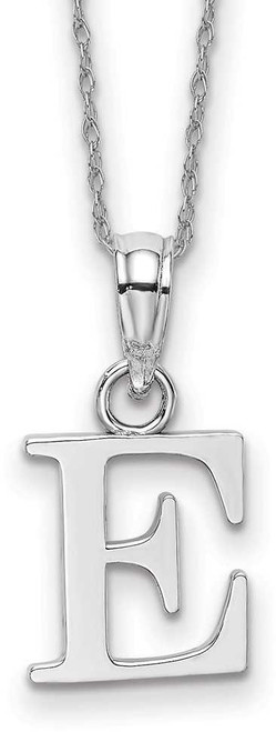 Image of 18" 10K White Gold Polished E Block Initial Necklace
