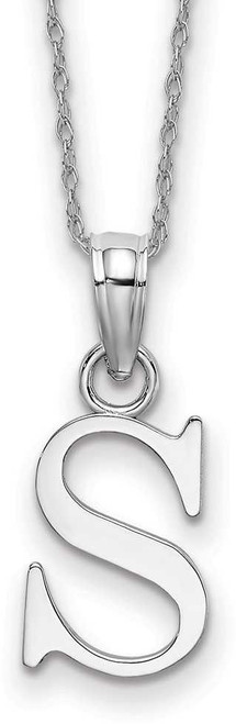 Image of 18" 10K White Gold Polished S Block Initial Necklace