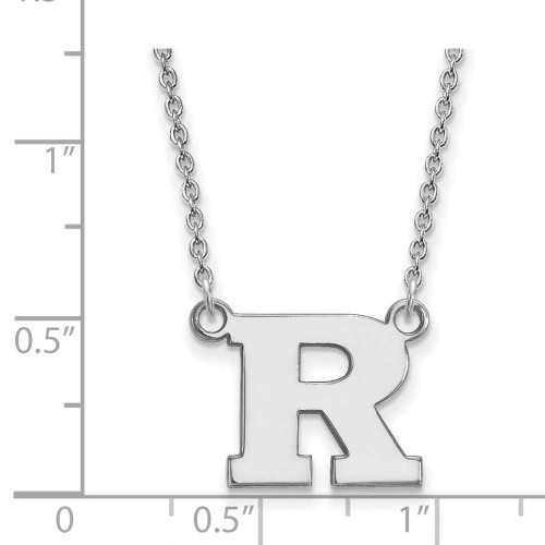 Image of 18" 10K White Gold Rutgers Small Pendant w/ Necklace by LogoArt