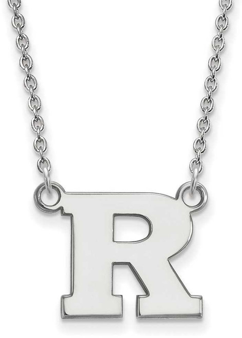 Image of 18" 10K White Gold Rutgers Small Pendant w/ Necklace by LogoArt