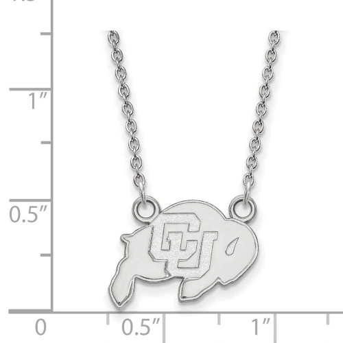 Image of 18" 10K White Gold University of Colorado Small Pendant Necklace LogoArt 1W011UCO-18