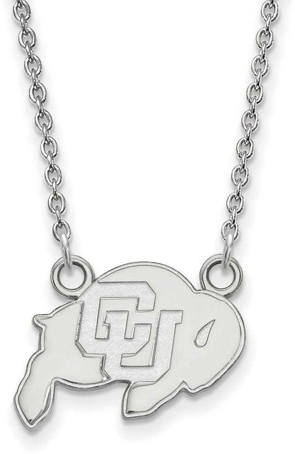 Image of 18" 10K White Gold University of Colorado Small Pendant Necklace LogoArt 1W011UCO-18
