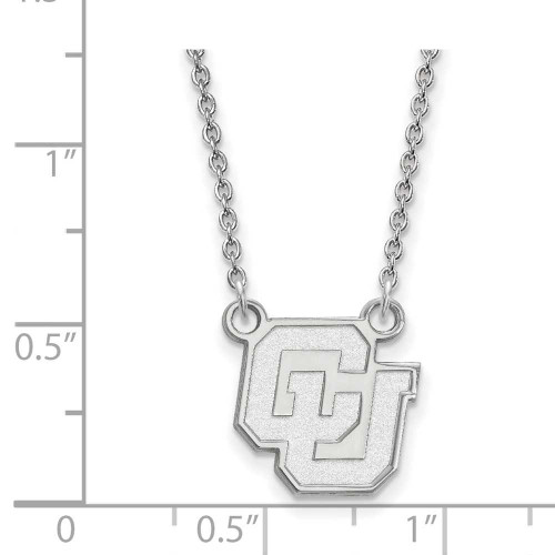 Image of 18" 10K White Gold University of Colorado Small Pendant Necklace LogoArt 1W032UCO-18