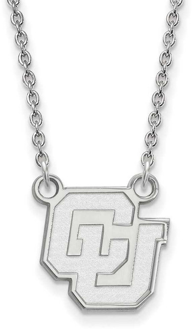 Image of 18" 10K White Gold University of Colorado Small Pendant Necklace LogoArt 1W032UCO-18
