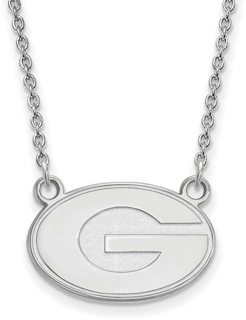 Image of 18" 10K White Gold University of Georgia Small Pendant Necklace LogoArt 1W015UGA-18