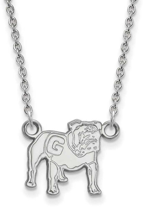 Image of 18" 10K White Gold University of Georgia Small Pendant Necklace LogoArt 1W066UGA-18