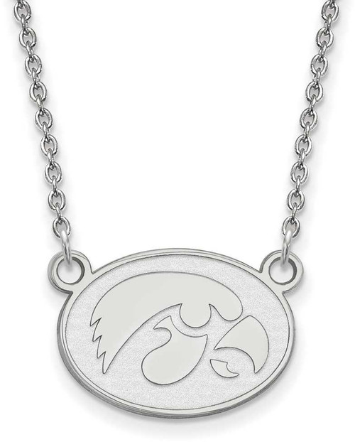 Image of 18" 10K White Gold University of Iowa Small Pendant Necklace by LogoArt 1W056UIA-18