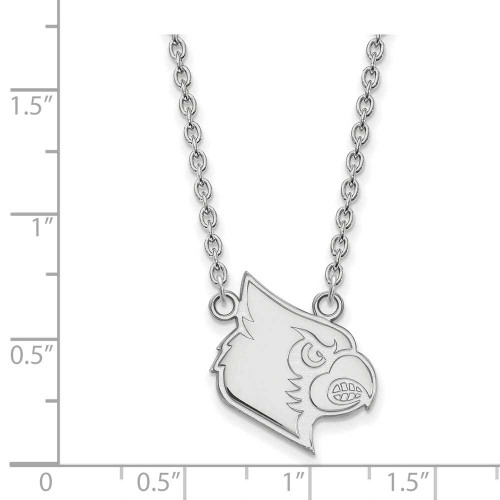 Image of 18" 10K White Gold University of Louisville Lg Pendant Necklace LogoArt 1W051UL-18