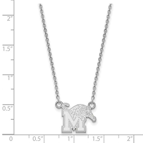 Image of 18" 10K White Gold University of Memphis Small Pendant Necklace LogoArt 1W011UMP-18