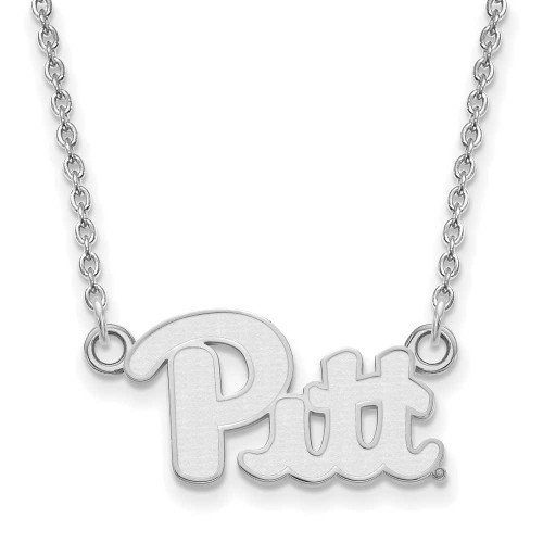 Image of 18" 10K White Gold University of Pittsburgh Sm Pendant Necklace LogoArt 1W009UPI-18