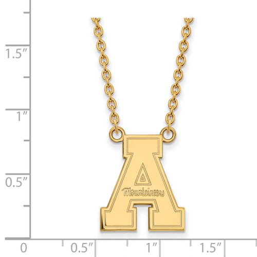 18 inch 10K Yellow Gold Appalachian State University Large Pendant Necklace by LogoArt