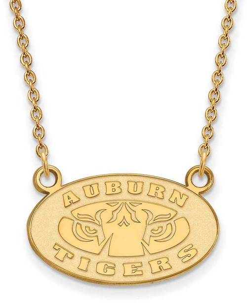Image of 18" 10K Yellow Gold Auburn University Small Pendant w/ Necklace LogoArt (1Y054AU-18)