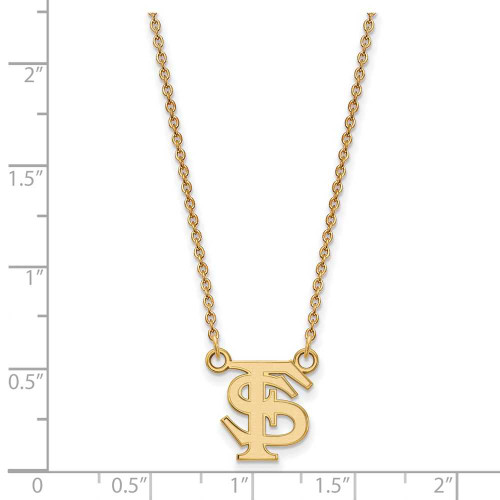 Image of 18" 10K Yellow Gold Florida State University Sm Pendant Necklace LogoArt 1Y015FSU-18