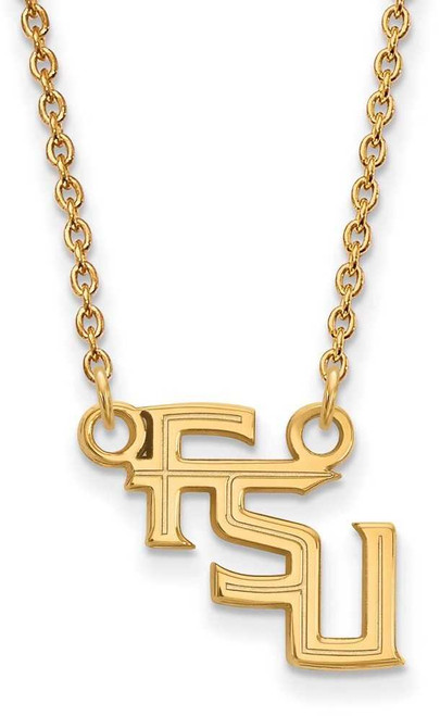 Image of 18" 10K Yellow Gold Florida State University Sm Pendant Necklace LogoArt 1Y066FSU-18