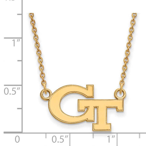 Image of 18" 10K Yellow Gold Georgia Institute of Technology Pendant LogoArt Necklace 1Y009