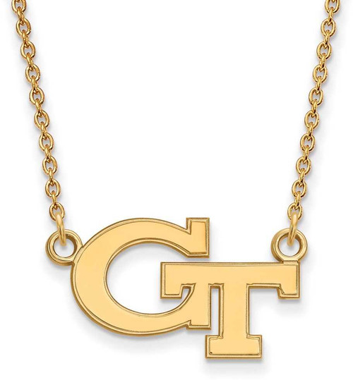 Image of 18" 10K Yellow Gold Georgia Institute of Technology Pendant LogoArt Necklace 1Y009