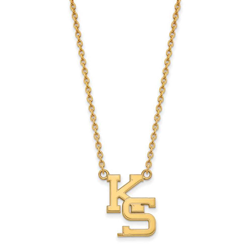 Image of 18" 10K Yellow Gold Kansas State University Lg Pendant Necklace LogoArt 1Y057KSU-18