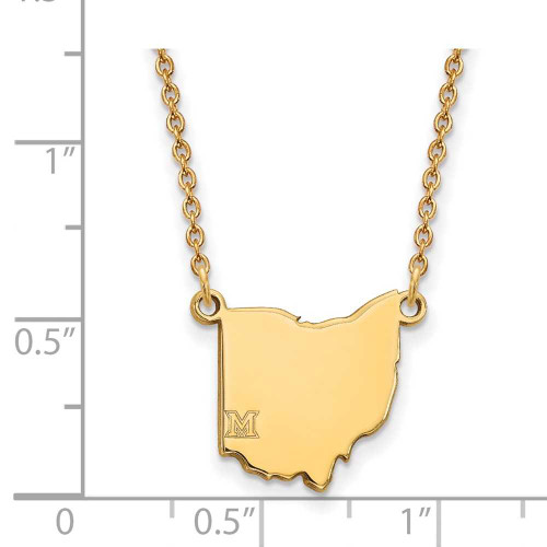 Image of 18" 10K Yellow Gold Miami University State Necklace by LogoArt