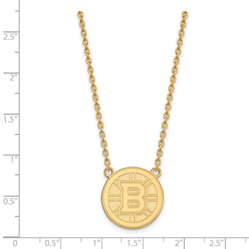 Image of 18" 10K Yellow Gold NHL Boston Bruins Large Pendant Necklace by LogoArt 1Y016BRI-18