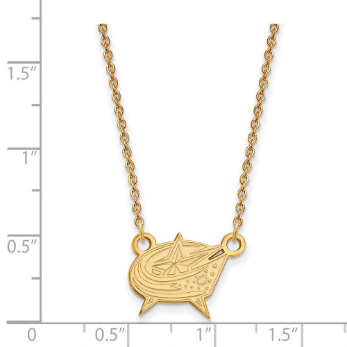 18" 10K Yellow Gold NHL Columbus Blue Jackets Small Pendant w/ Necklace by LogoArt