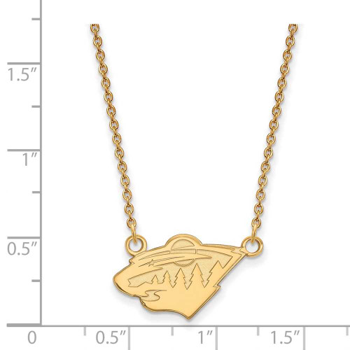 Image of 18" 10K Yellow Gold NHL Minnesota Wild Small Pendant w/ Necklace by LogoArt