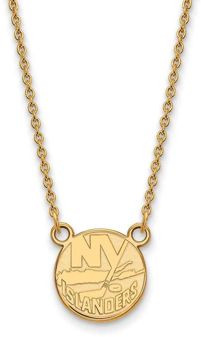 Image of 18" 10K Yellow Gold NHL New York Islanders Small Pendant w/ Necklace by LogoArt