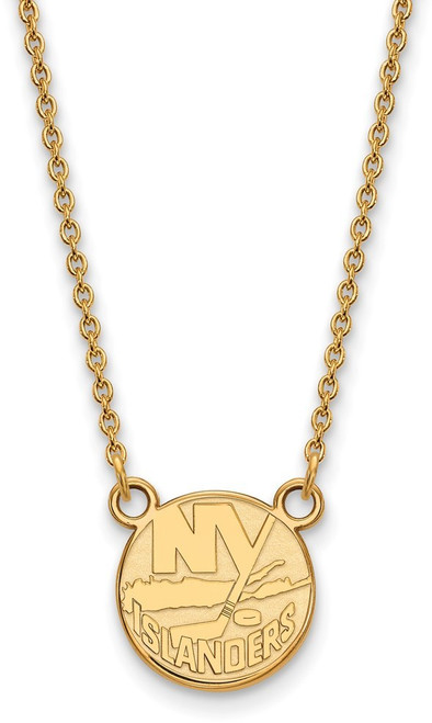 18" 10K Yellow Gold NHL New York Islanders Small Pendant w/ Necklace by LogoArt