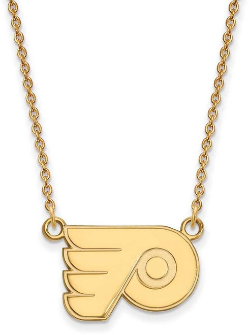 Image of 18" 10K Yellow Gold NHL Philadelphia Flyers Small Pendant w/ Necklace by LogoArt