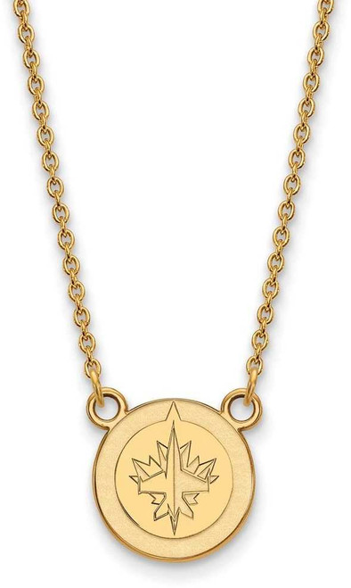 Image of 18" 10K Yellow Gold NHL Winnipeg Jets Small Pendant w/ Necklace by LogoArt