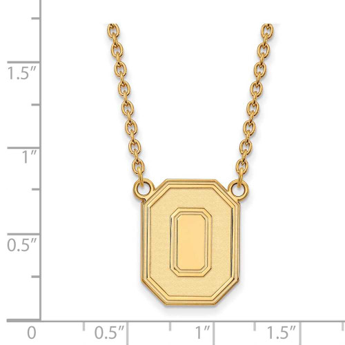 Image of 18" 10K Yellow Gold Ohio State University Large Pendant Necklace LogoArt 1Y054OSU-18