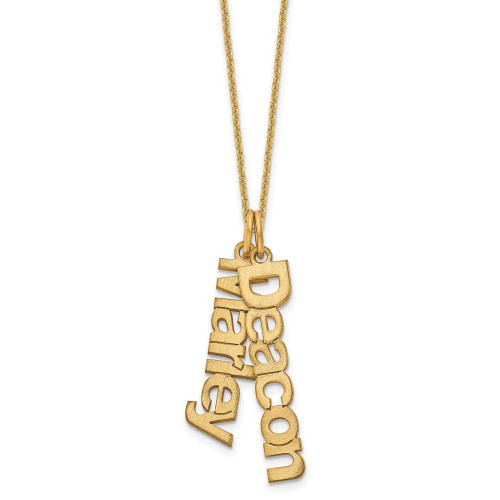 Image of 18" 10K Yellow Gold Personalized Brushed 2 Name Charm Necklace