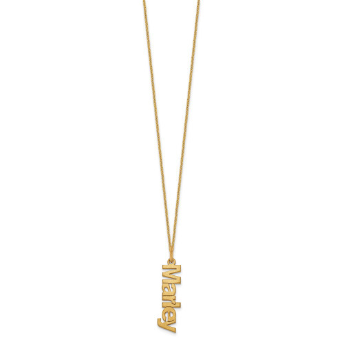 Image of 18" 10K Yellow Gold Personalized Brushed Name Charm Necklace