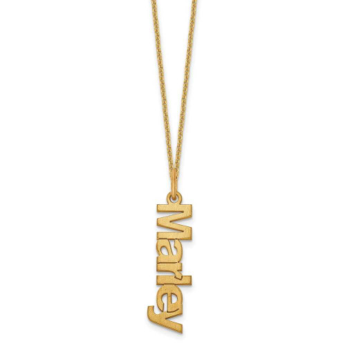 Image of 18" 10K Yellow Gold Personalized Brushed Name Charm Necklace